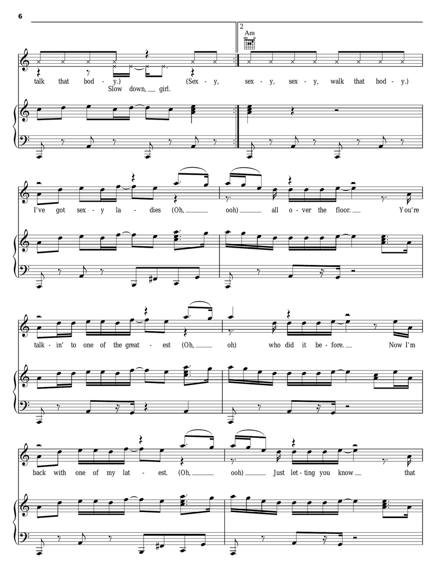 Sexy Ladies (Let Me Talk To You Prelude) Piano, Vocal, Guitar scores gallery preview page 6