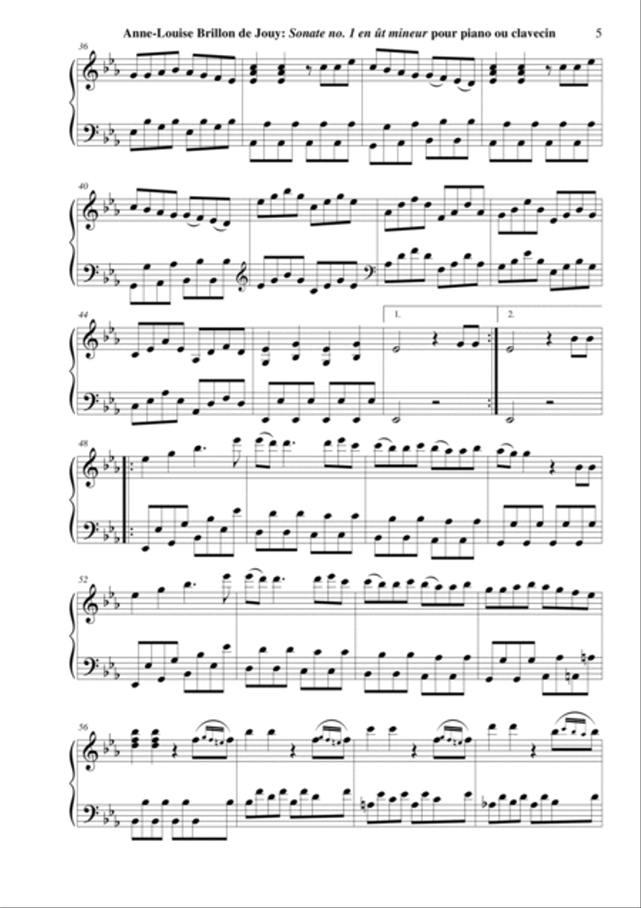 Anne-Louise Brillon de Jouy: Sonata no. 1 in c minor for piano or harpsichord Harpsichord scores gallery preview page 5