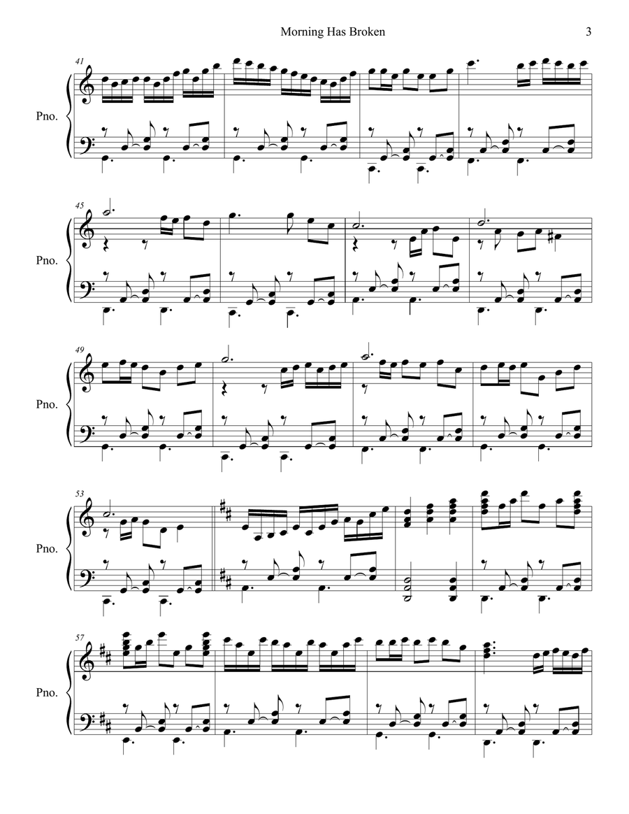 Morning Has Broken Piano Solo scores gallery preview page 3