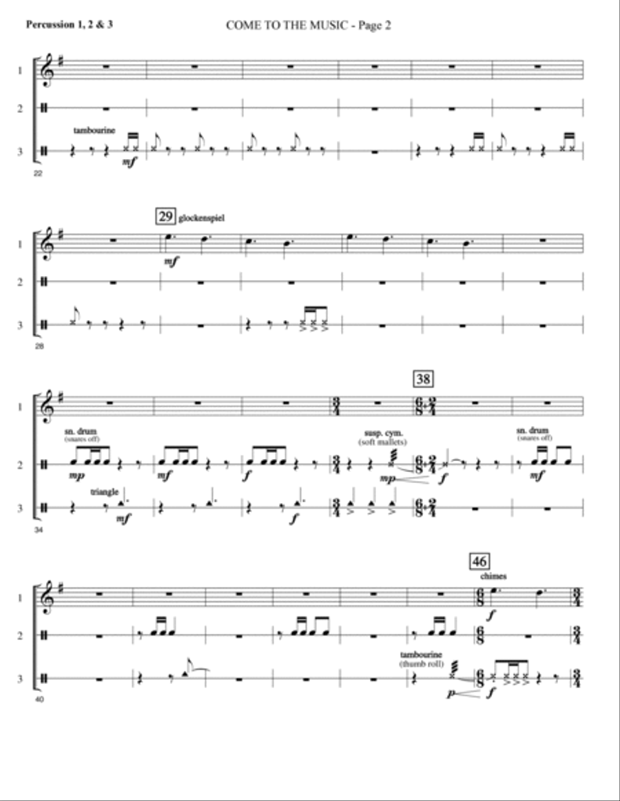 Come to the Music - Percussion 1,2,3 Choir scores gallery preview page 2