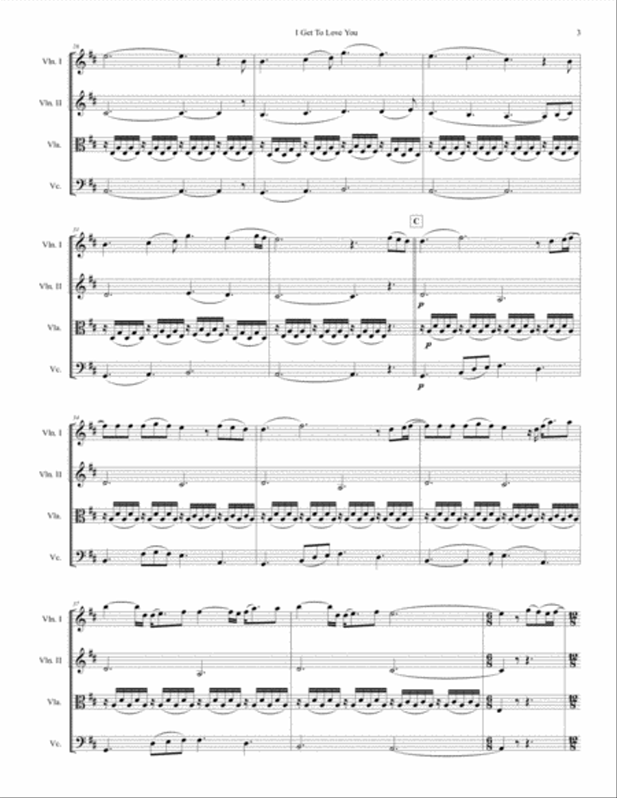 I Get To Love You String Quartet scores gallery preview page 3