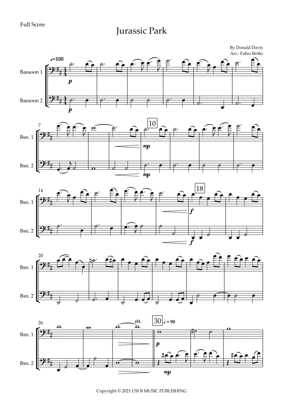 Jurassic Park Iii Jurassic Park Iii Woodwind Duet scores gallery preview page 1