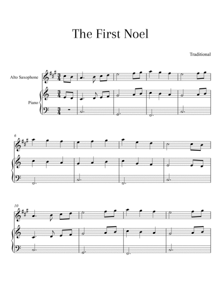 Traditional - The First Noel (Alto Saxophone and Piano) image number null