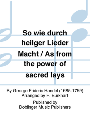 Book cover for So wie durch heil'ger Lieder Macht / As from the pow'r of sacred lays