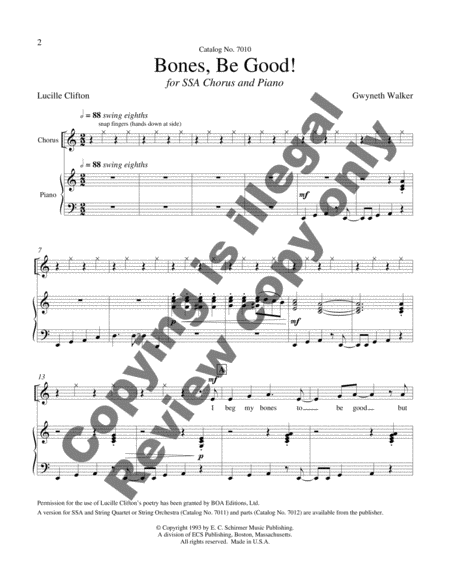 Dreams and Dances: 1. Bones Be Good! (Piano/Choral Score)