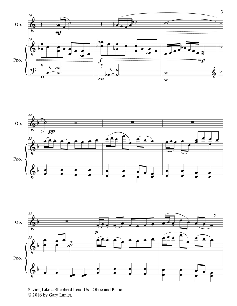 SAVIOR, LIKE A SHEPHERD LEAD US (Duet – Oboe & Piano with Parts) Piano scores gallery preview page 4