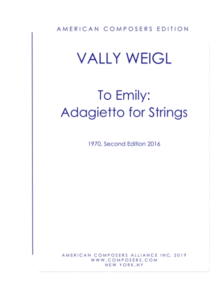 [WeiglV] To Emily: Adagietto for Strings