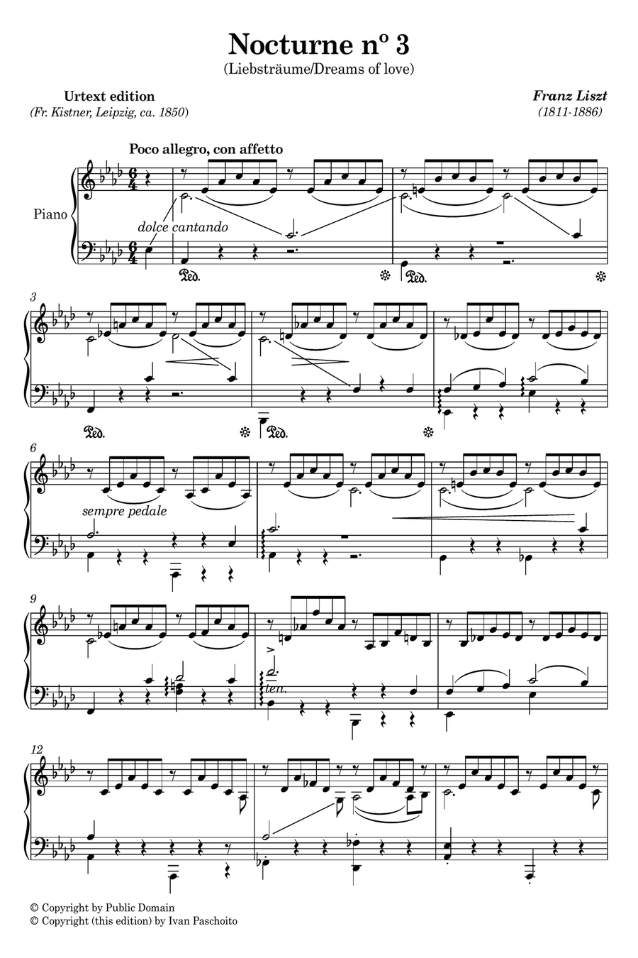 Nocturne nº 3 (Liebsträume/Dreams of love) Piano Solo scores gallery preview page 1