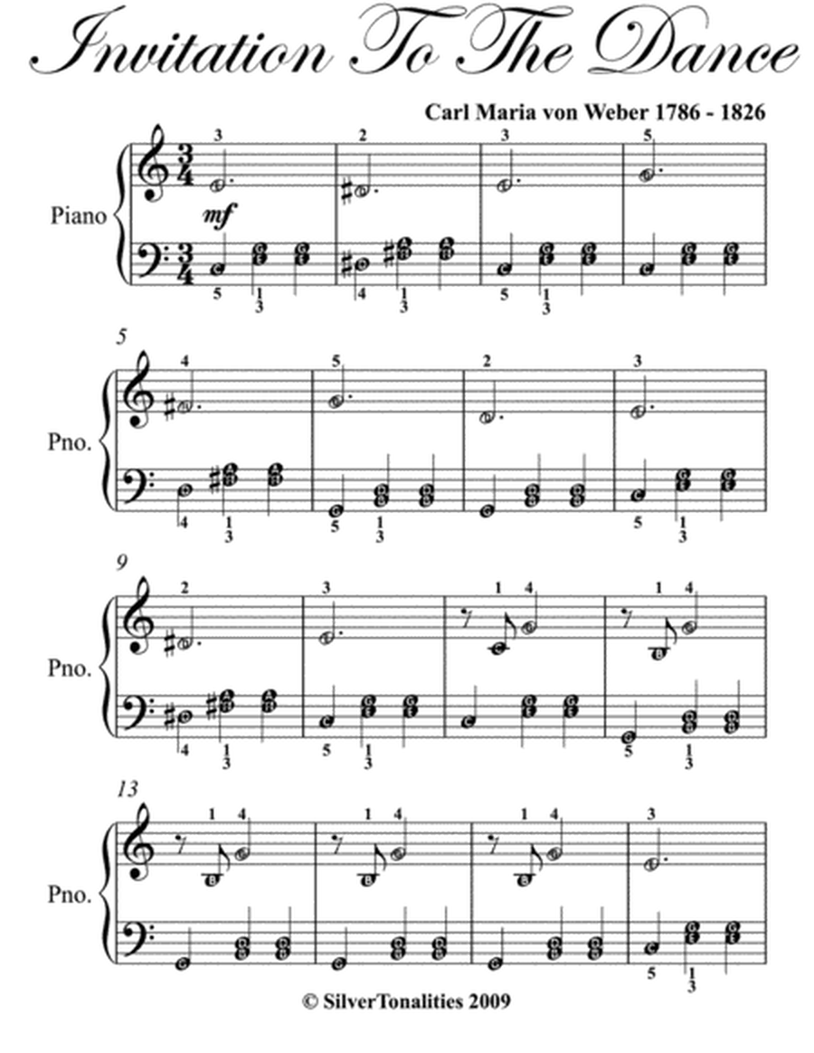 Invitation to the Dance Easy Piano Sheet Music