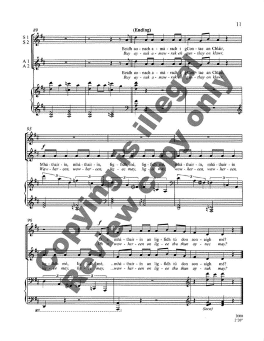 Beidh Aonach Amarach (Tomorrow there'll be a fair) (Choral Score) SSAA scores gallery preview page 10
