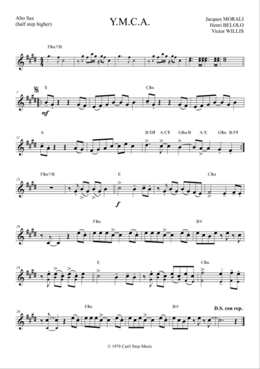 Y.m.c.a. Y.m.c.a. Alto Saxophone scores gallery preview page 2