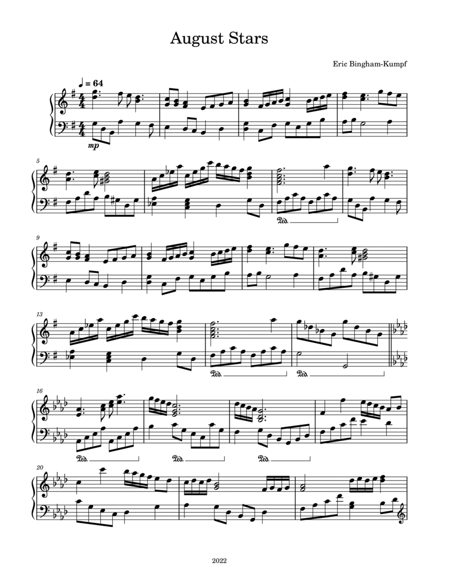 August Stars August Stars Piano Solo scores gallery preview page 1