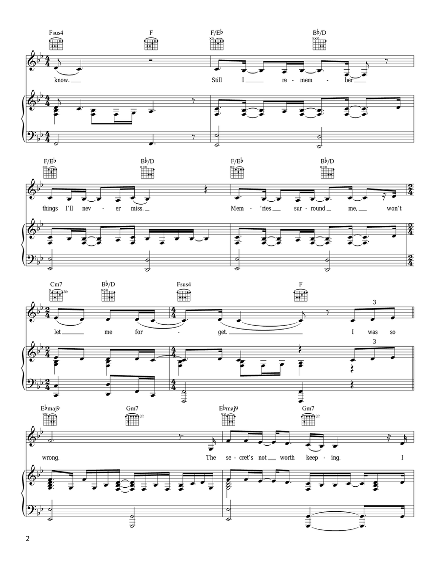 Missing You Missing You Piano, Vocal, Guitar scores gallery preview page 2