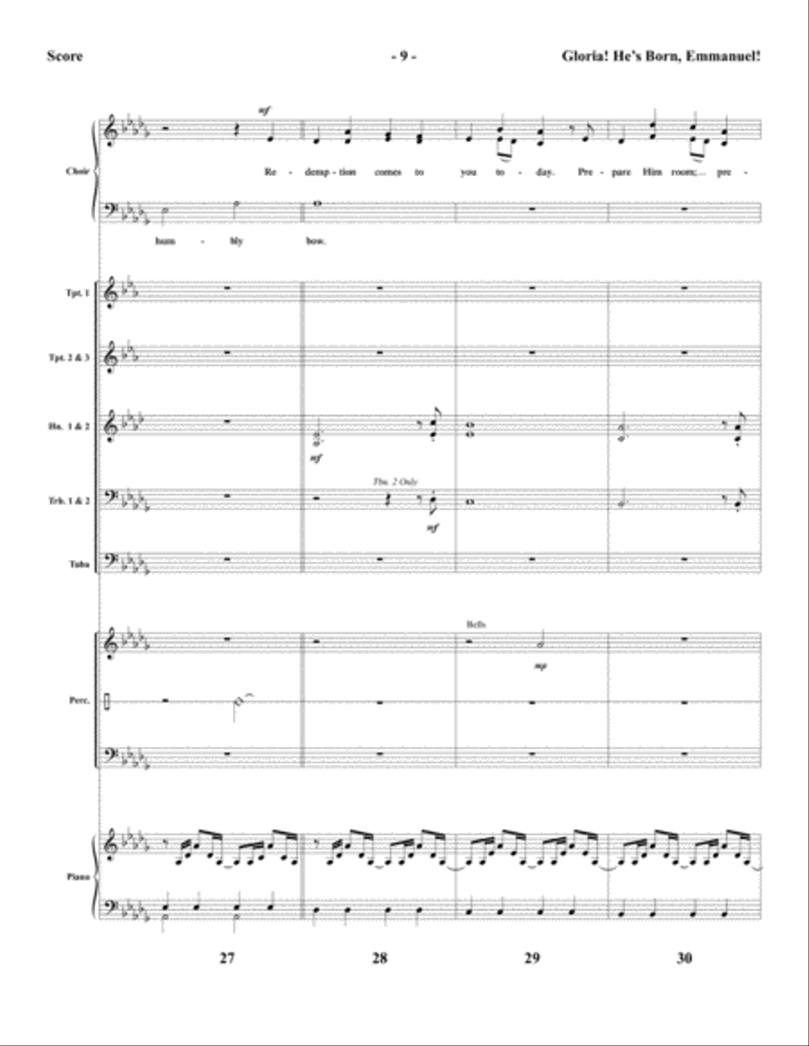 Gloria! He’s Born, Emmanuel! - Brass and Percussion Score and Parts Choir scores gallery preview page 11