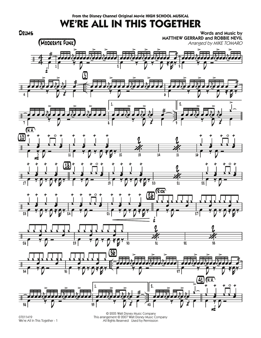 We're All In This Together (from High School Musical) - Drums Jazz Ensemble scores gallery preview page 1
