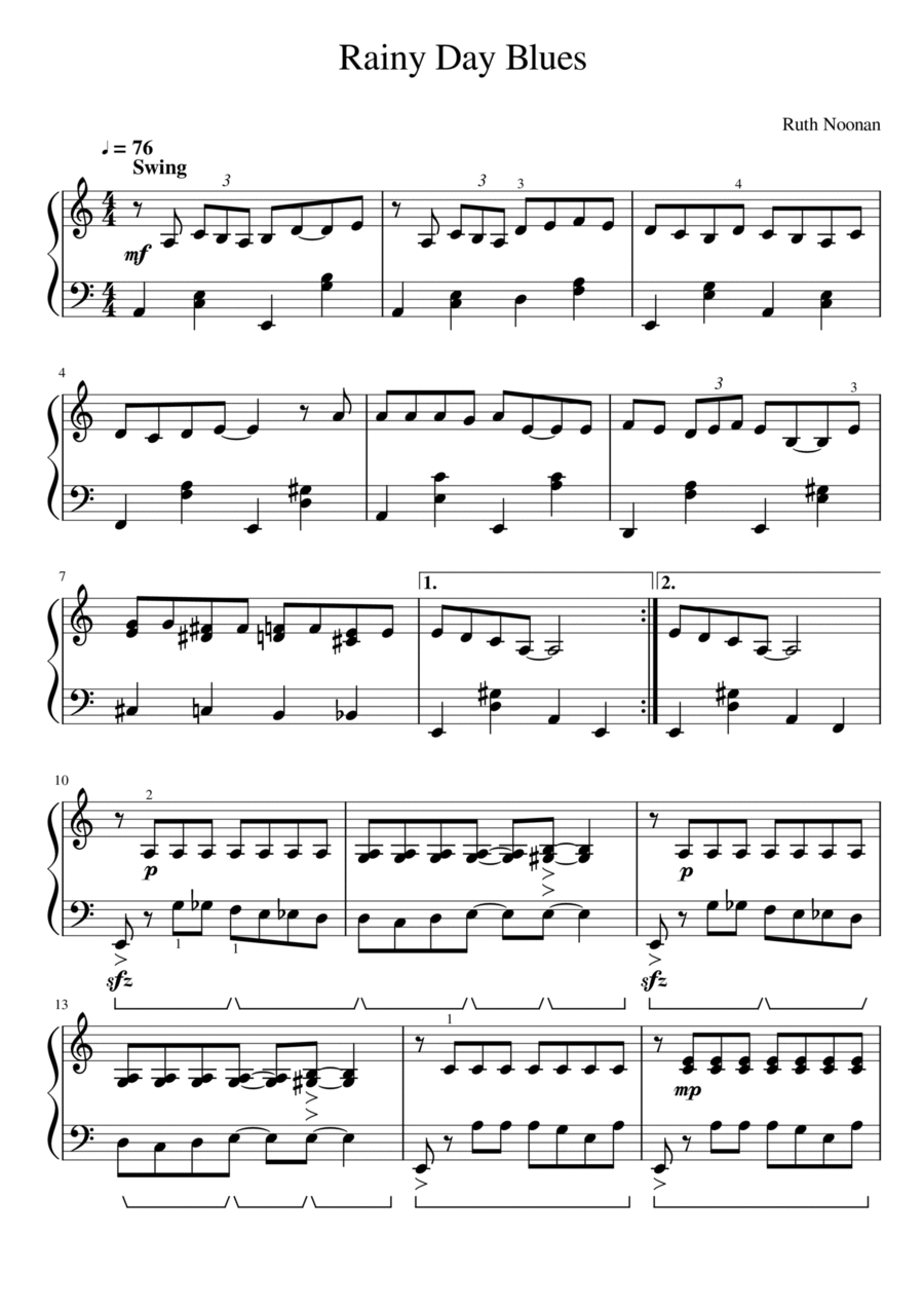 Rainy Day Blues Piano Solo scores gallery preview page 1