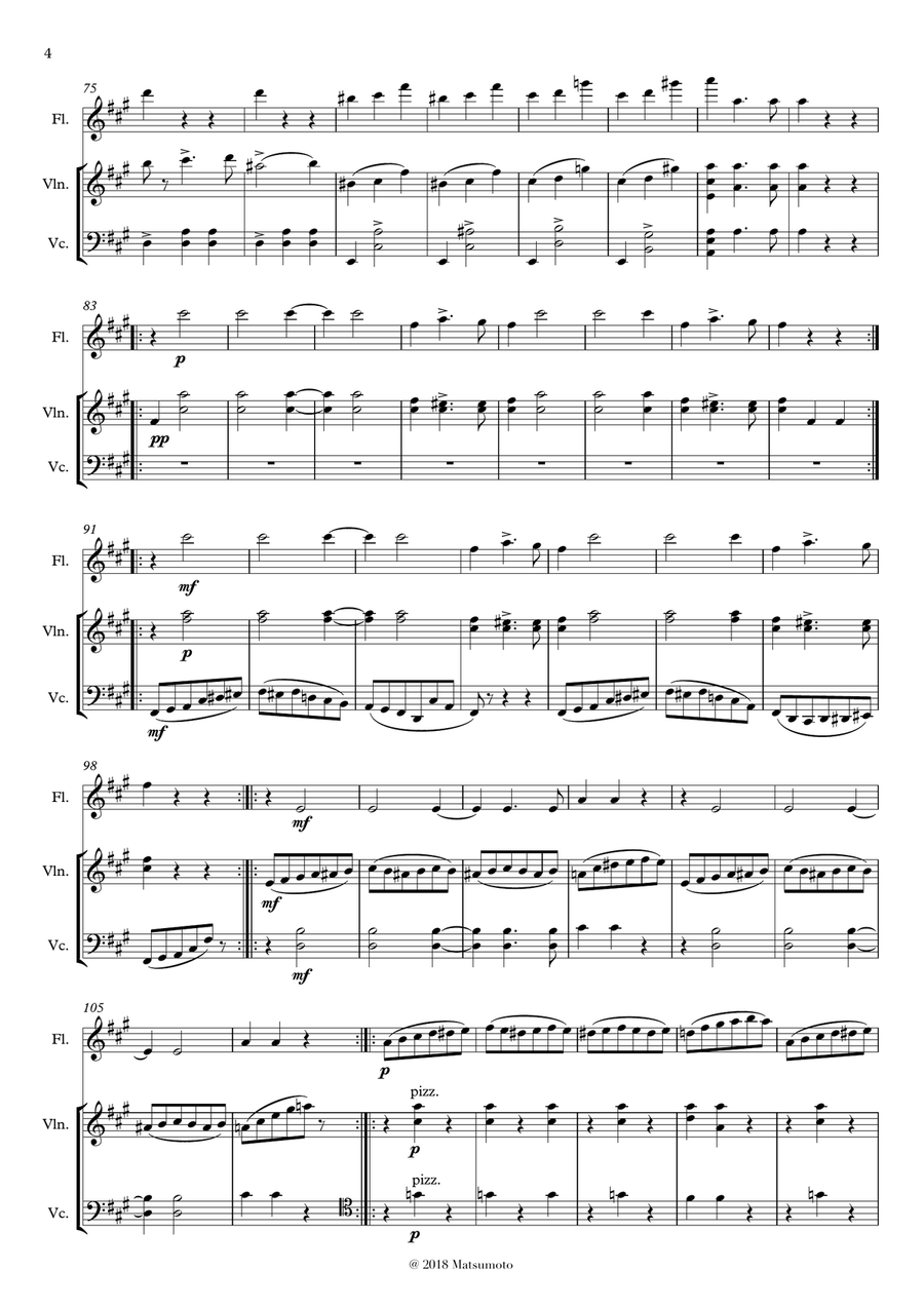 Swan Lake - Waltz for flute, violin and cello Small Ensemble scores gallery preview page 4