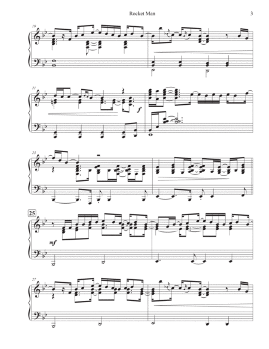 Rocket Man (i Think It's Gonna Be A Long Long Time) Piano Solo scores gallery preview page 3