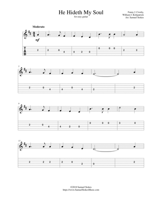 Book cover for He Hideth My Soul (A Wonderful Savior is Jesus My Lord) - for easy guitar with TAB