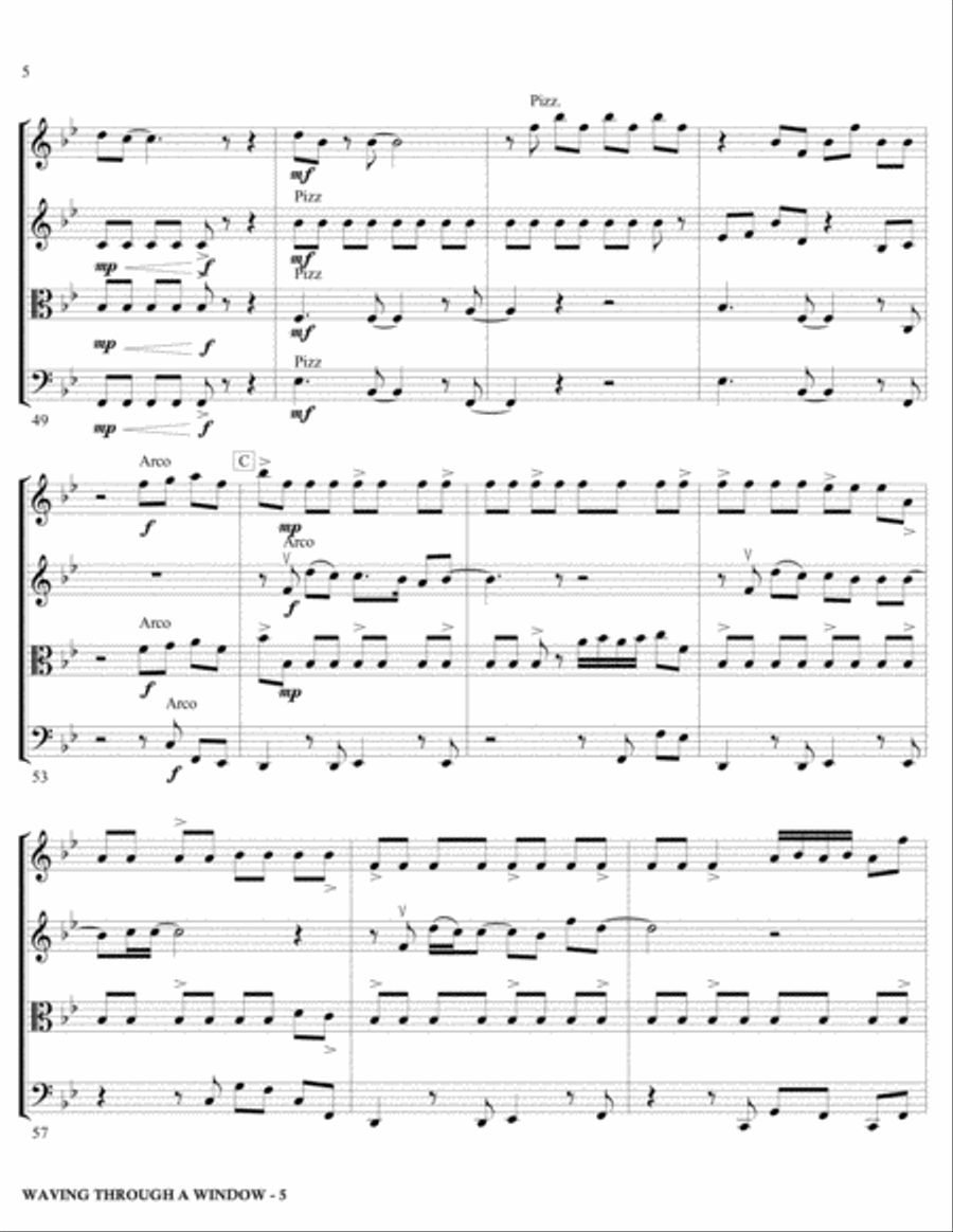 Waving Through A Window String Quartet scores gallery preview page 5