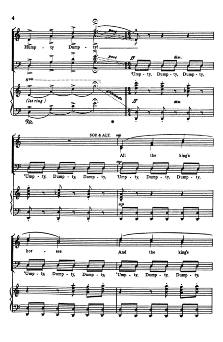 Five Nursery Rhymes 4-Part scores gallery preview page 3