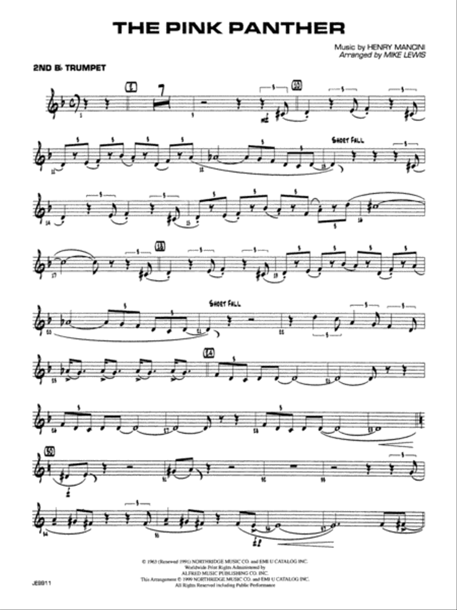 The Pink Panther: 2nd B-flat Trumpet Jazz Ensemble scores gallery preview page 1