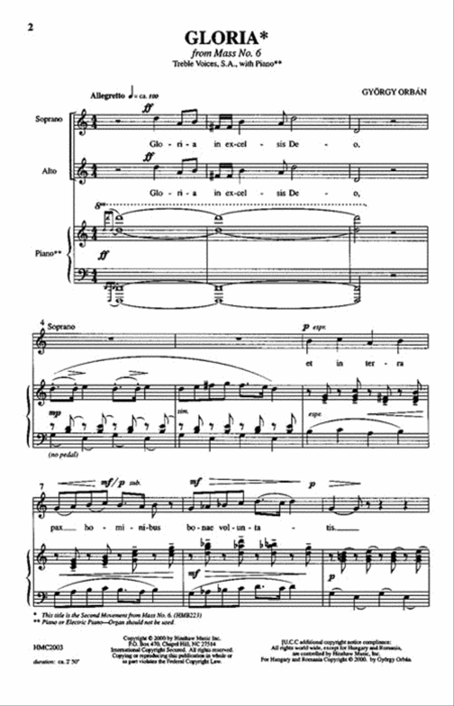 Gloria (from Mass #6) SA scores gallery preview page 2