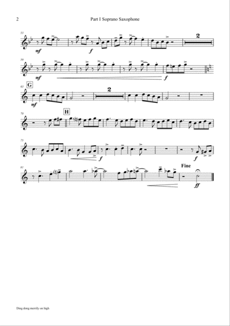 Ding dong merrily on high (Ab) - Swing - Saxophone Quintet Saxophone Quintet scores gallery preview page 6