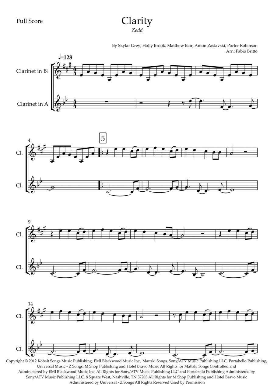 Clarity Clarinet Duet scores gallery preview page 1
