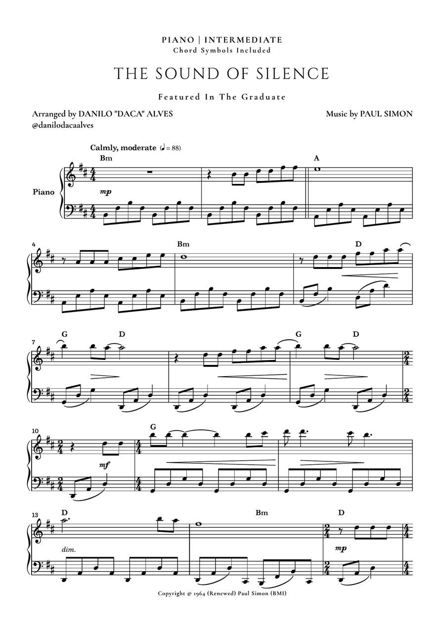 The Sound Of Silence Piano Solo scores gallery preview page 1
