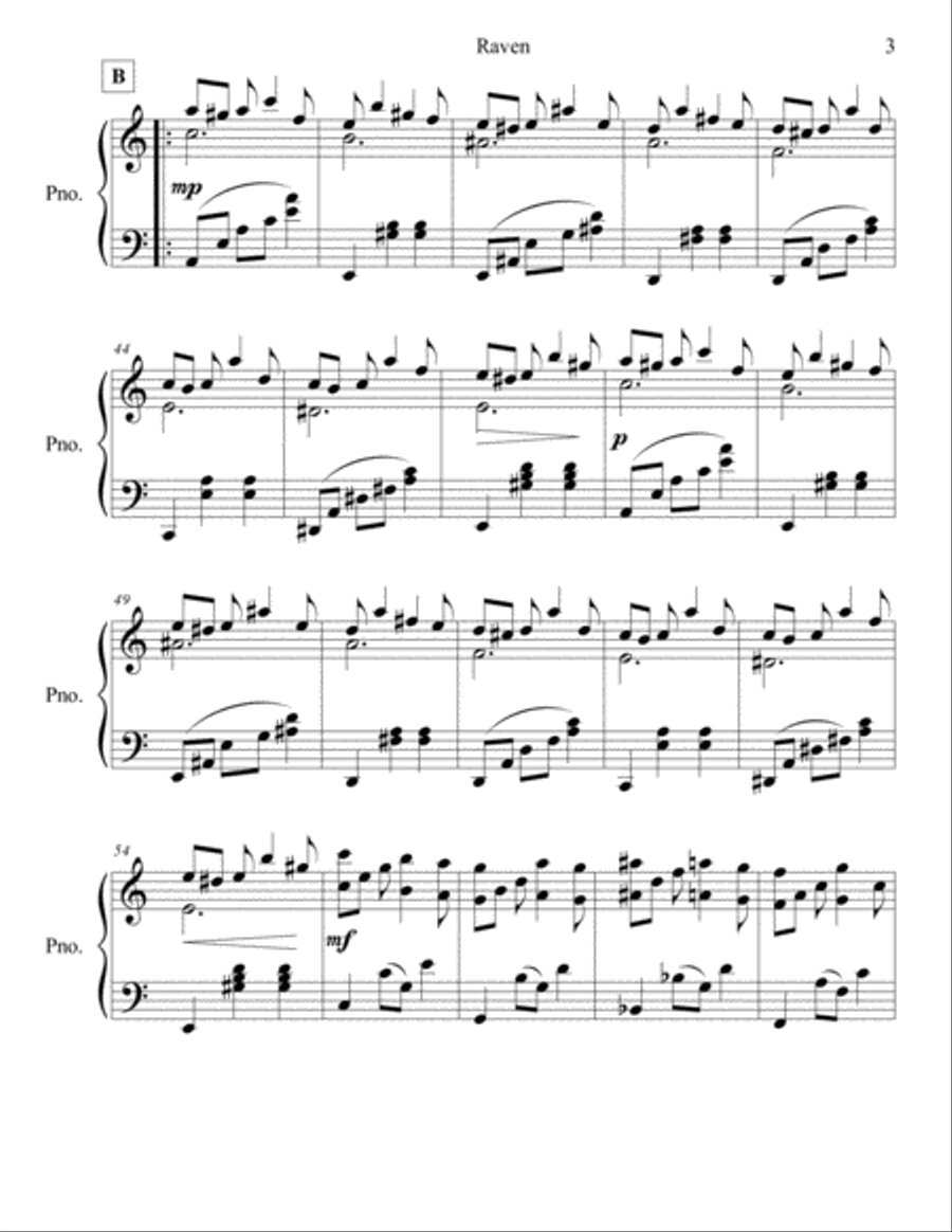Raven: A Ragtime Waltz Piano Solo scores gallery preview page 4