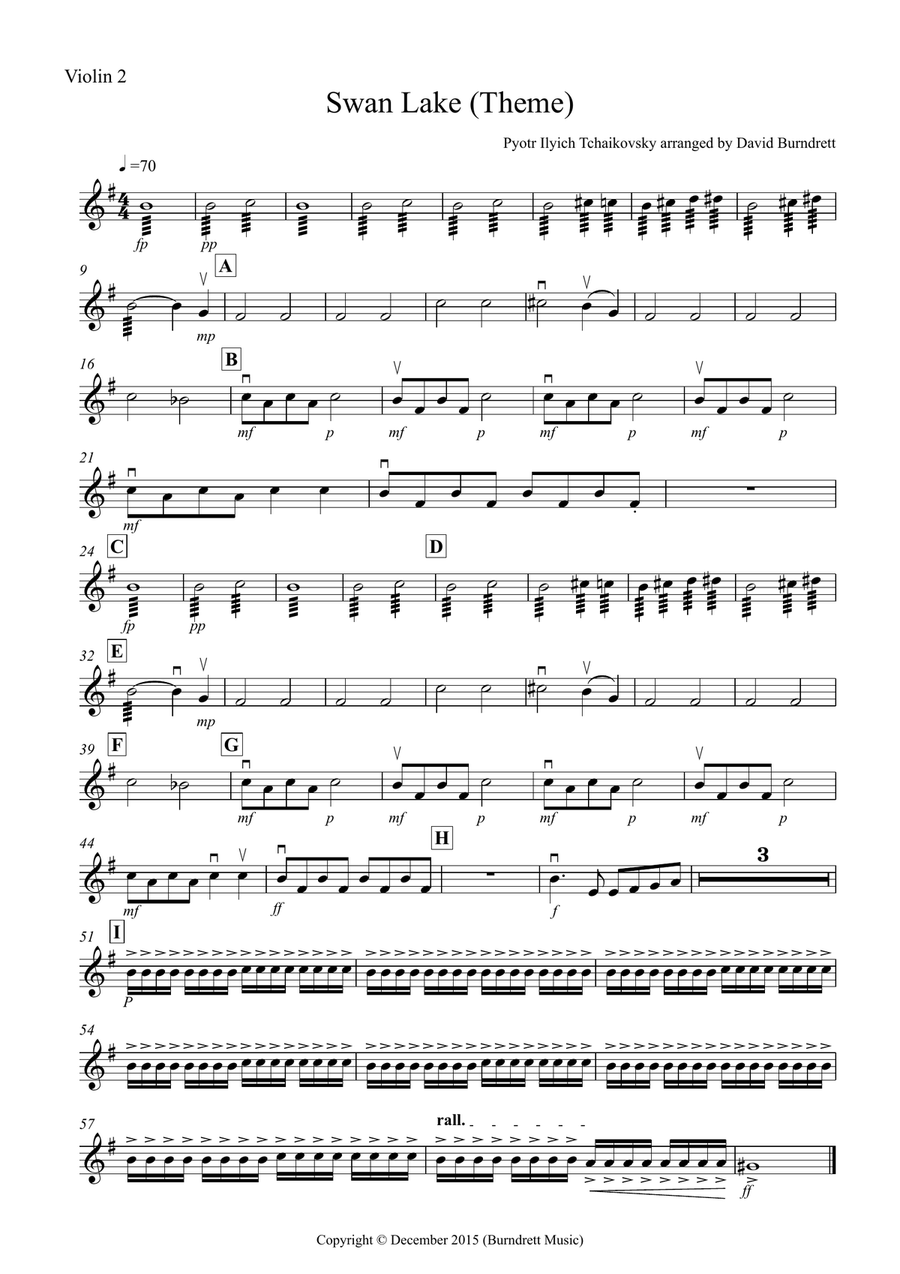 Swan Lake Theme for String Quartet String Quartet scores gallery preview page 5