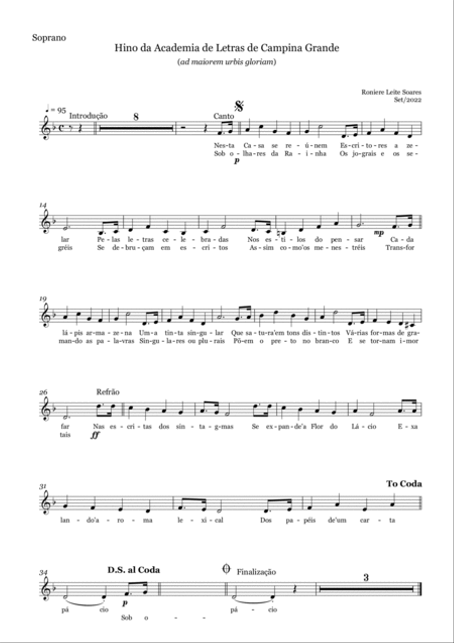 Hino da Academia de Letras de Campina Grande - PB Piano Method scores gallery preview page 5