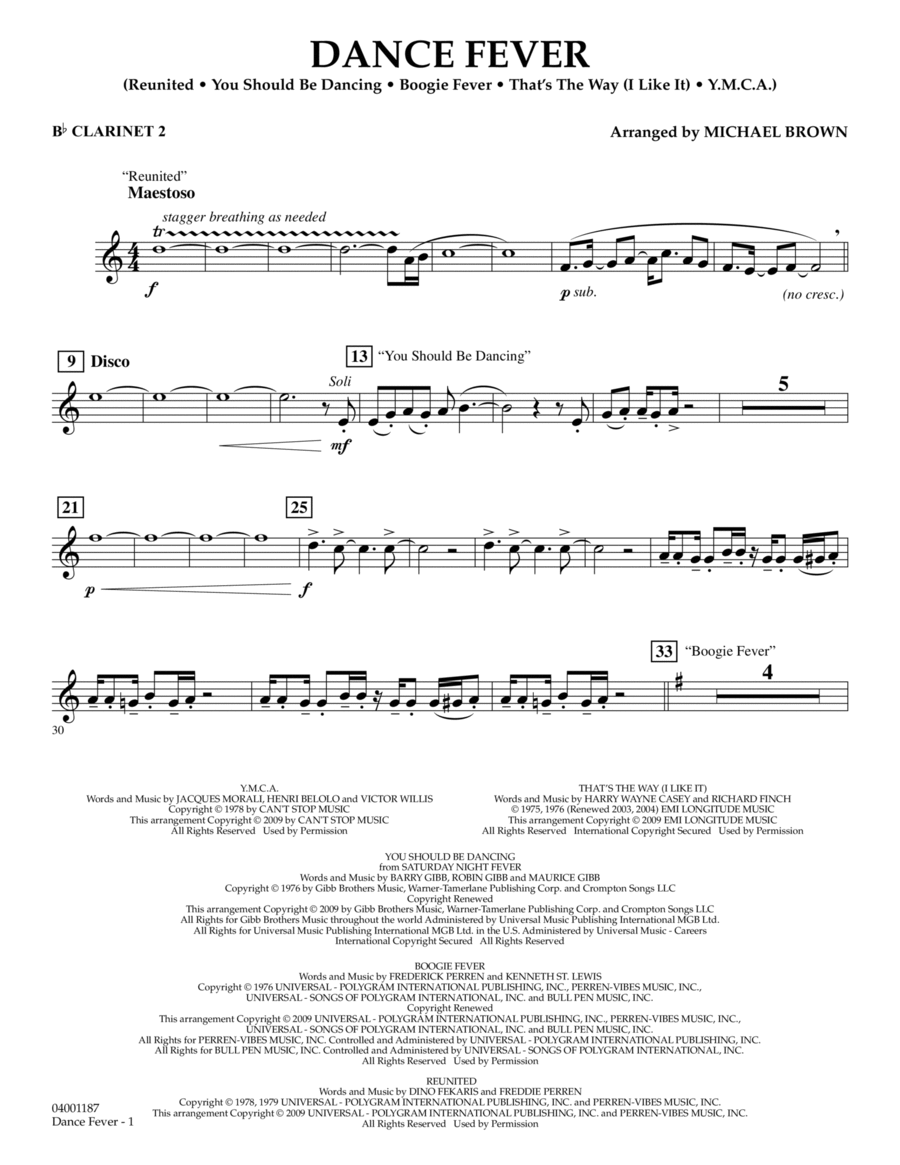 Dance Fever - Bb Clarinet 2 Concert Band scores gallery preview page 1