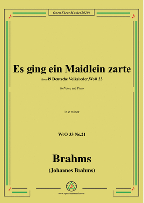 Book cover for Brahms-Es ging ein Maidlein zarte,WoO 33 No.21,in e minor,for Voice&Piano