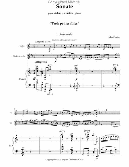 Sonate pour violon, clarinette et piano ("Trois petites filles")