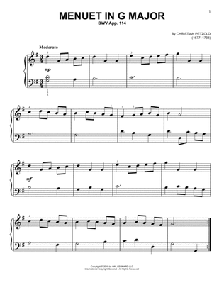 Book cover for Menuet In G Major, BWV App. 114