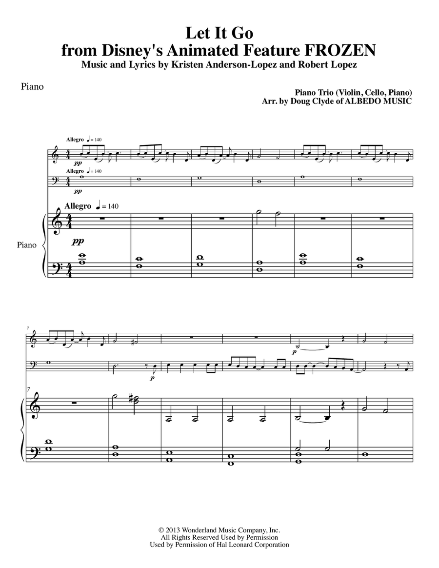 Let It Go (from Frozen) Piano Trio scores gallery preview page 1