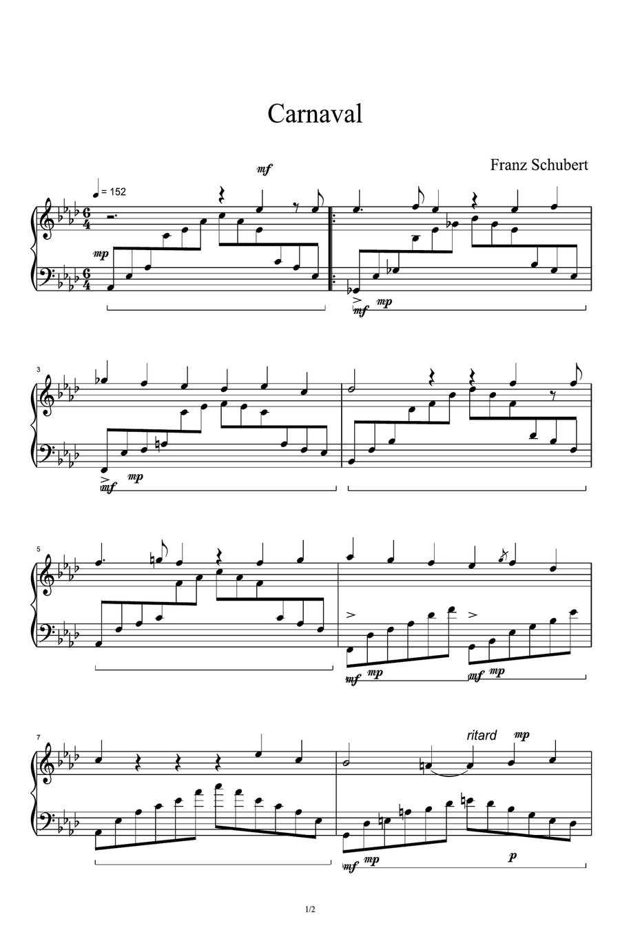 Schumann Carnaval - No. 12 Chopin (Piano solo) Piano Solo scores gallery preview page 1