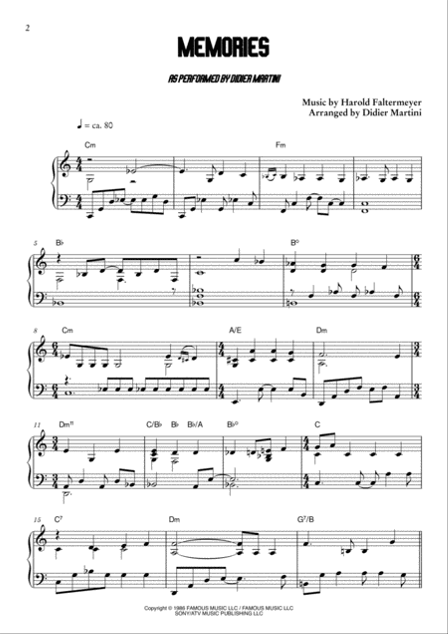 Memories Piano Solo scores gallery preview page 2
