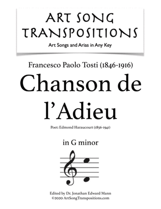 TOSTI: Chanson de l'Adieu (transposed to G minor)