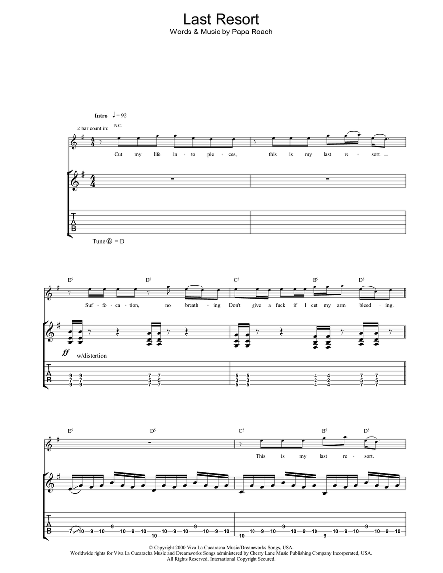 Last Resort Last Resort Electric Guitar scores gallery preview page 1