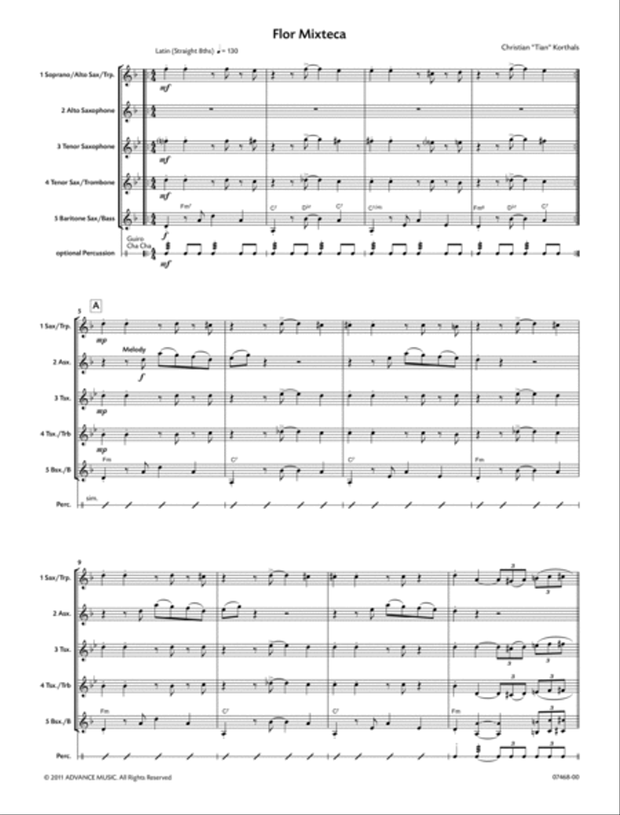 Flor Mixteca Flor Mixteca Saxophone Quintet scores gallery preview page 2