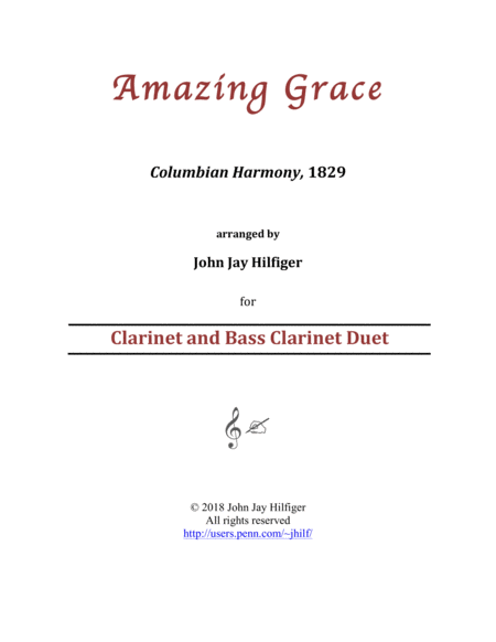 Amazing Grace for Clarinet and Bass Clarinet image number null