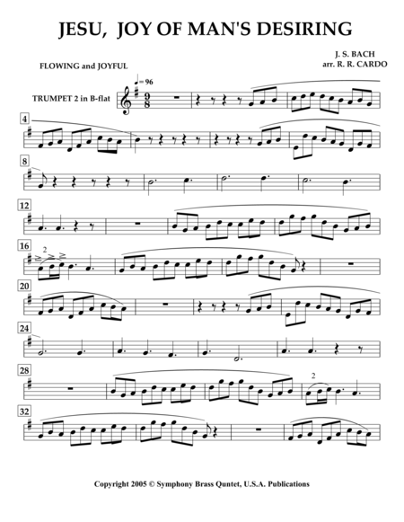 Wedding Collection: Professional Edition - 3. JESU, Joy of Man's Desiring (Trumpet 2) [Same arrangement as in my collection titled "Easter Music"] image number null