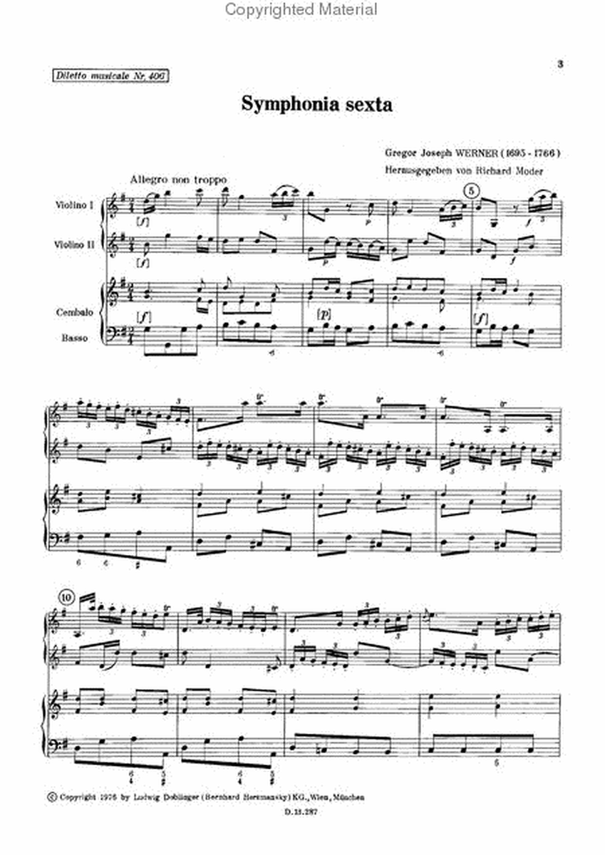 Symphonia sexta G-Dur / Sonata sexta c-moll