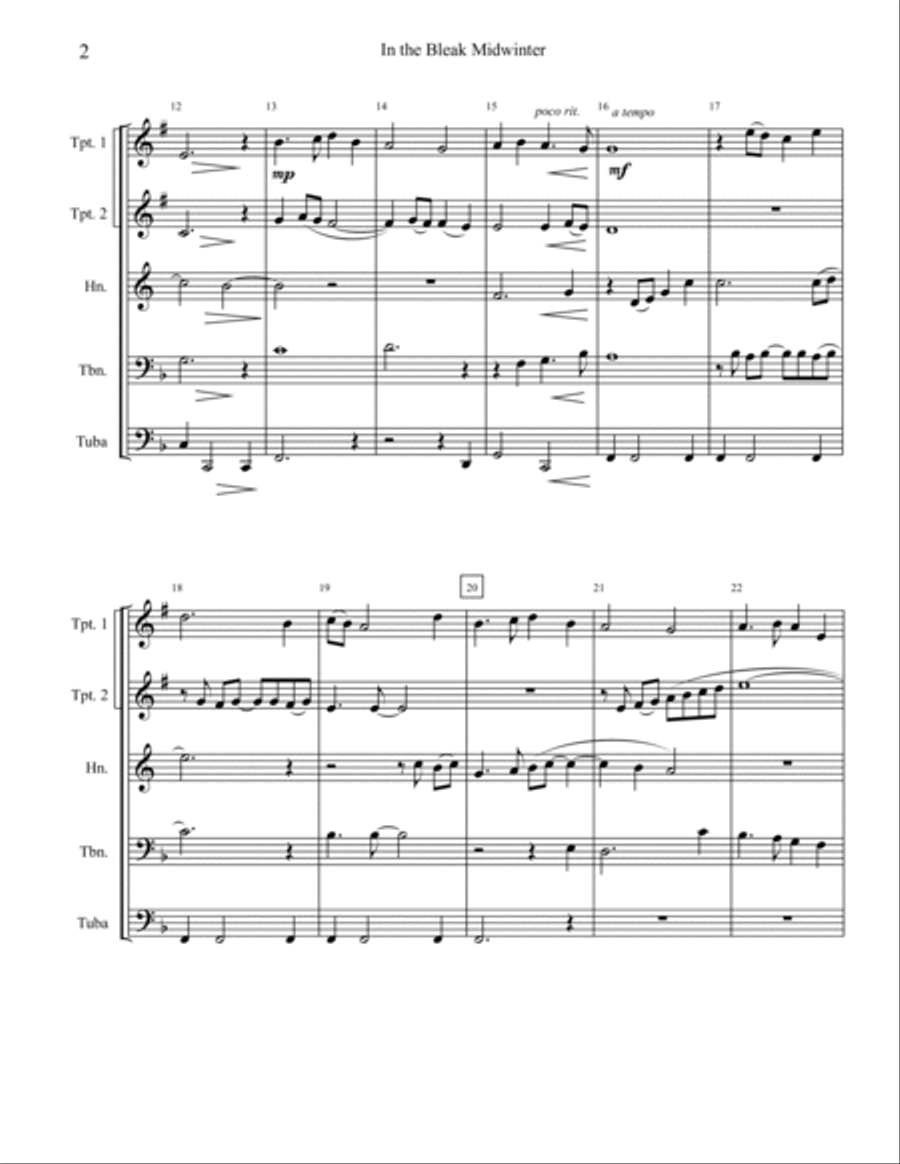 In the Bleak Midwinter Brass Ensemble scores gallery preview page 2