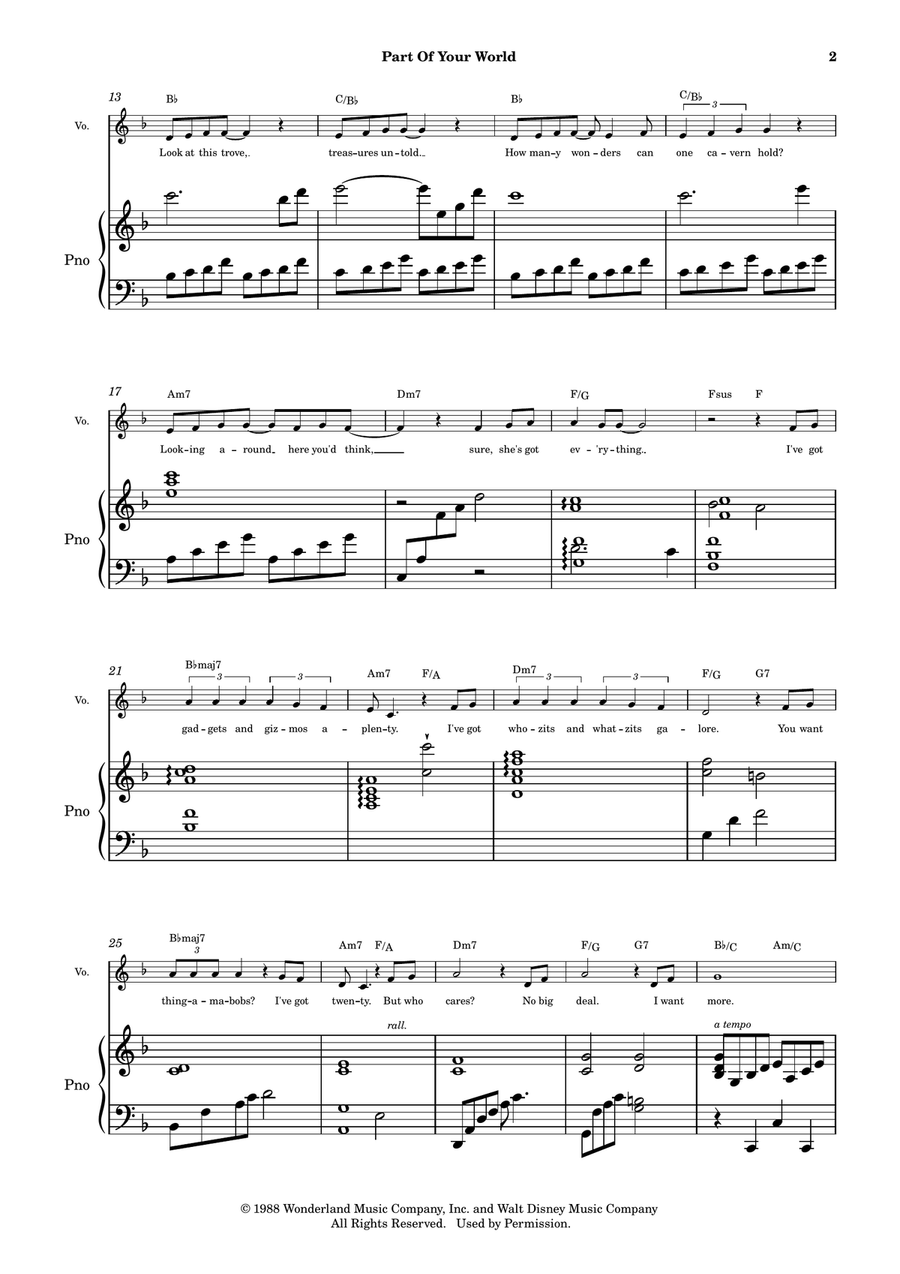 Part Of Your World Part Of Your World Piano, Vocal scores gallery preview page 3