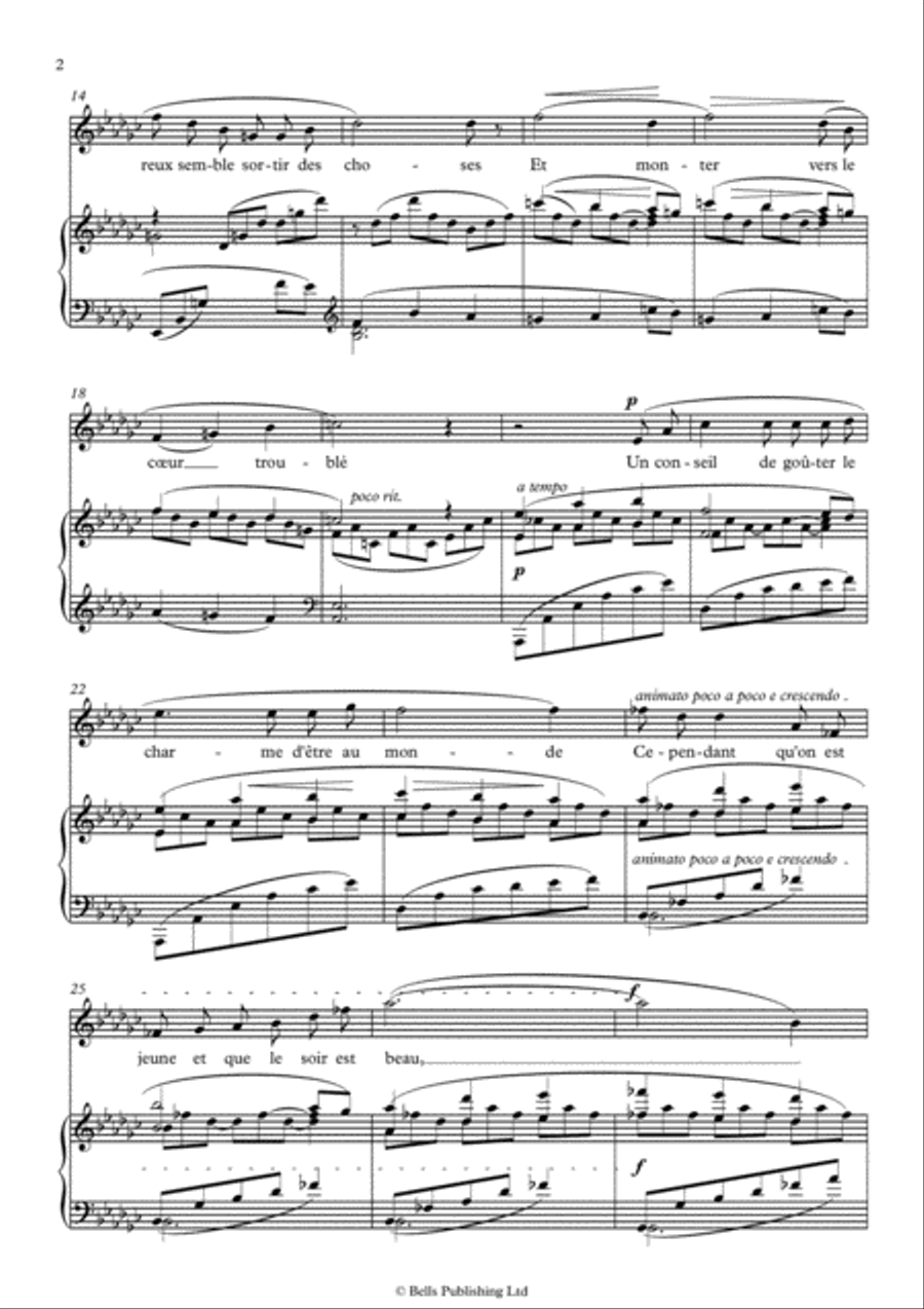 Beau soir (G-flat Major) Voice Solo scores gallery preview page 2