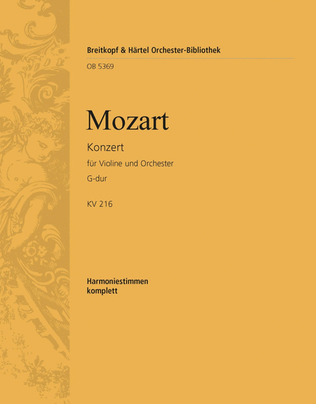 Book cover for Violin Concerto [No. 3] in G major K. 216